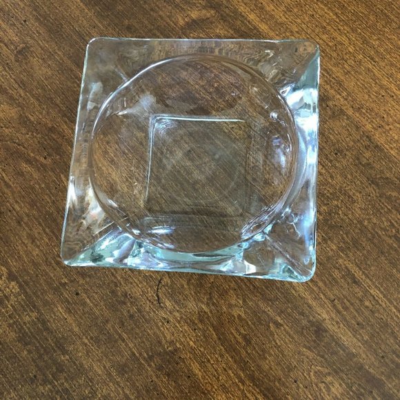 Anchor Hocking Ashtray Heavy Clear Glass Square 4 1/2" Vintage Tobacco Collectib - Picture 1 of 8